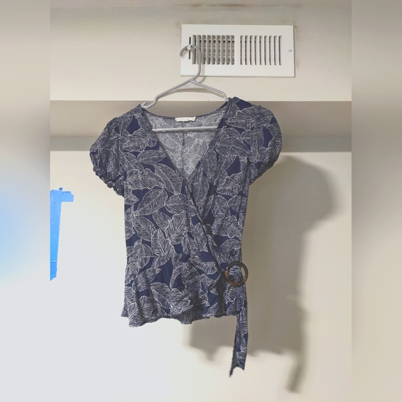 Women's small wrap blouse tropical print - Picture 1 of 4